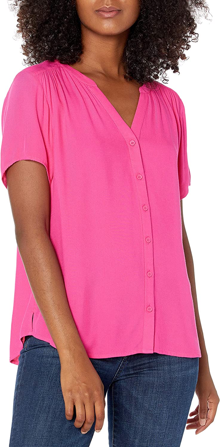 230816040617314_1 Essentials Women's Short-Sleeve Woven Blouse - Image 1
